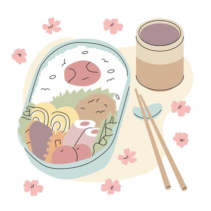 活动手绘的日本饭盒美食容器日本