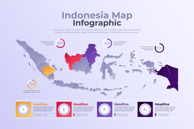地理渐变印尼地图图形图形模板梯度