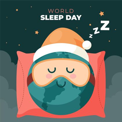 床世界睡眠日插图与睡眠星球戴面具意识幸福休息