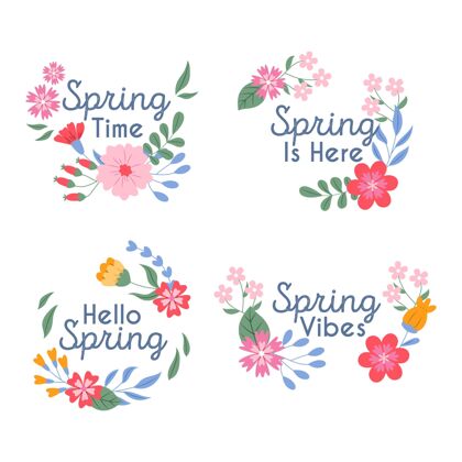 标签春季标签系列平面设计彩色春天