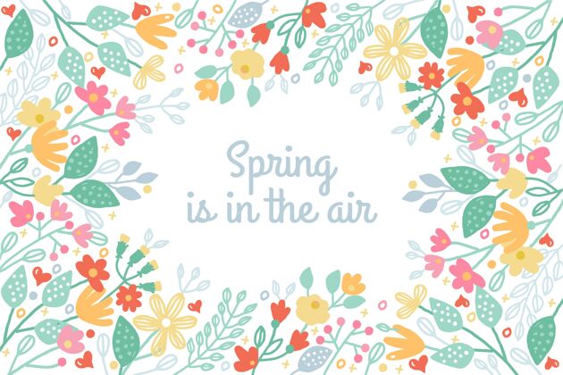季节手绘春天墙纸手绘彩色春季背景