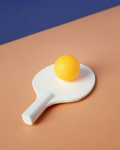 项目乒乓球拍上的高角度球爱好静物简单