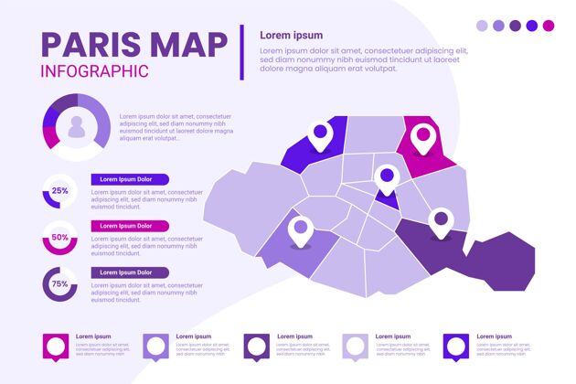 国家巴黎地图信息图城市模板图形