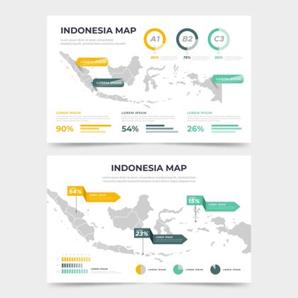 模板平面设计印尼地图信息图形模板图表过程营销