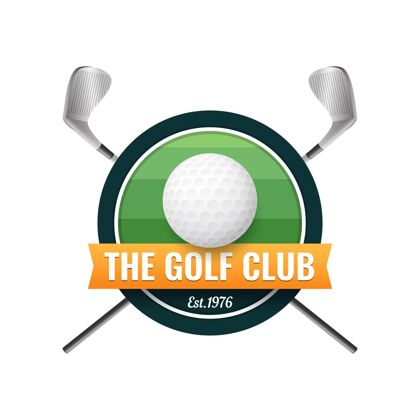 休闲梯度高尔夫标志与球和俱乐部模板梯度高尔夫运动