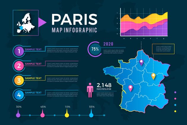 信息渐变巴黎地图信息图信息梯度模板