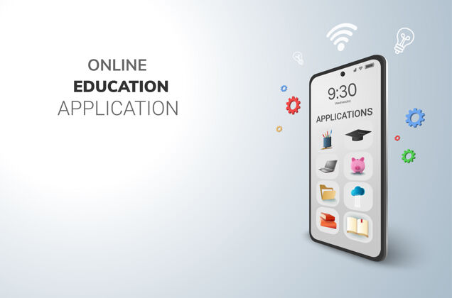 屏幕数字应用在线教育概念和空白空间的电话应用程序应用程序教育