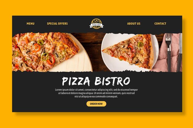 服务比萨餐厅登录页网页模板美味比萨饼