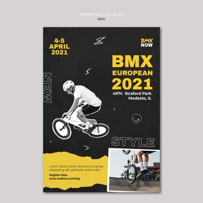 男性海报模板bmx自行车与男子和自行车自行车海报运动