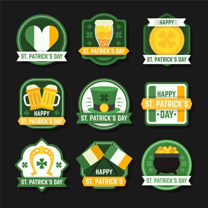 帕特里克创意圣帕特里克节标签包庆祝爱尔兰传统