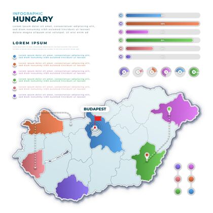 选项梯度匈牙利地图信息图形图表信息图渐变