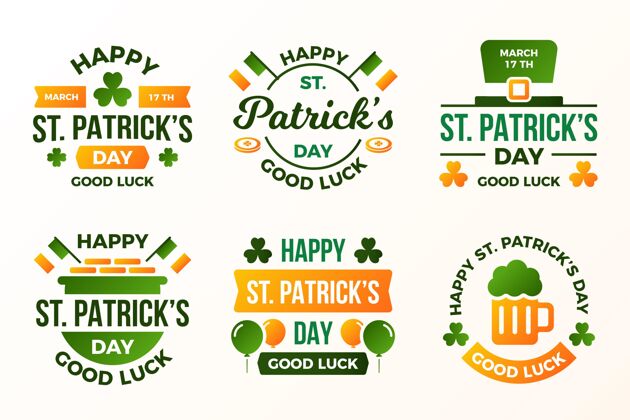爱尔兰平坦的圣帕特里克节标签集庆祝准备打印凯尔特人