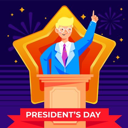 政治平面设计总统节插画美国选举节日