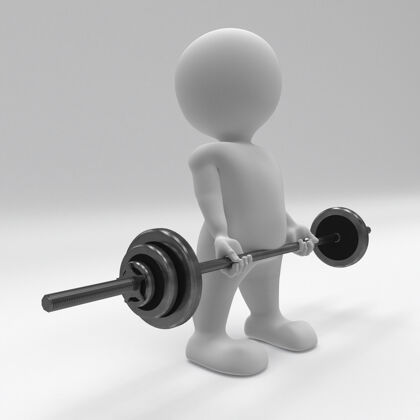 举重3d变形人与健身房重量锻炼运动健康私人教练