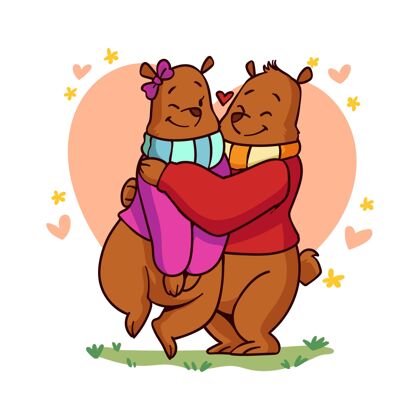 庆祝画情人节熊夫妇动物情人节可爱