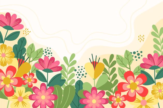 春天平坦多彩的春天墙纸季节单位设计开花