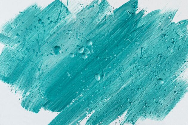液体表面蓝色油漆刷笔划俯视图油漆光滑水平