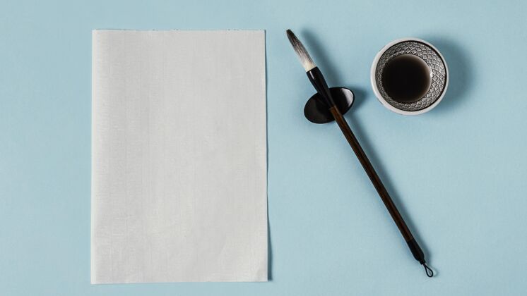 构图用空卡片平铺中国墨水排列创意书法