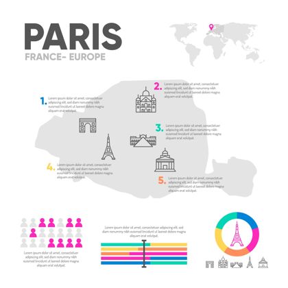 城市平面巴黎地图信息图形模板图形地形数据
