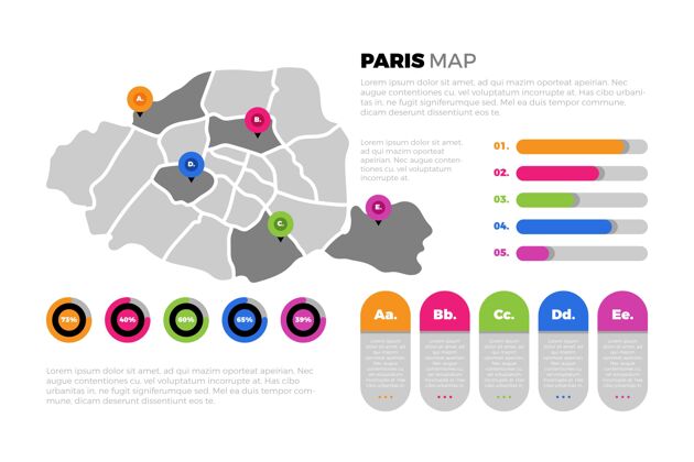 地图平面巴黎地图信息图形模板统计领土地理