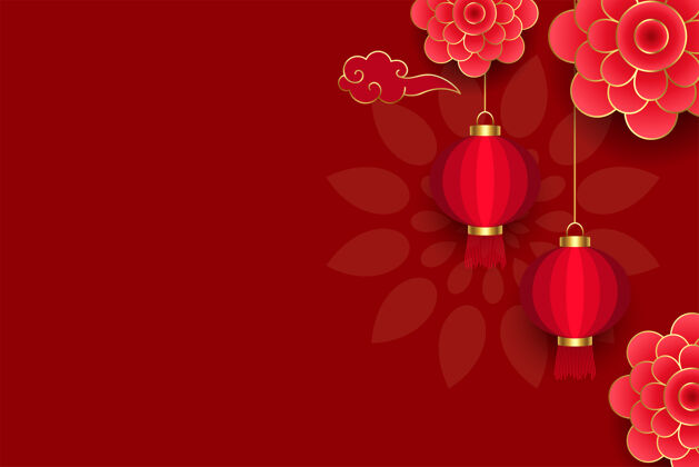灯笼中国传统花灯红亚洲灯花