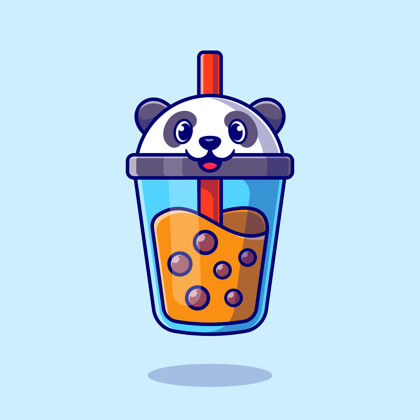 饮料可爱的熊猫波巴奶茶卡通牛奶杯子饮料