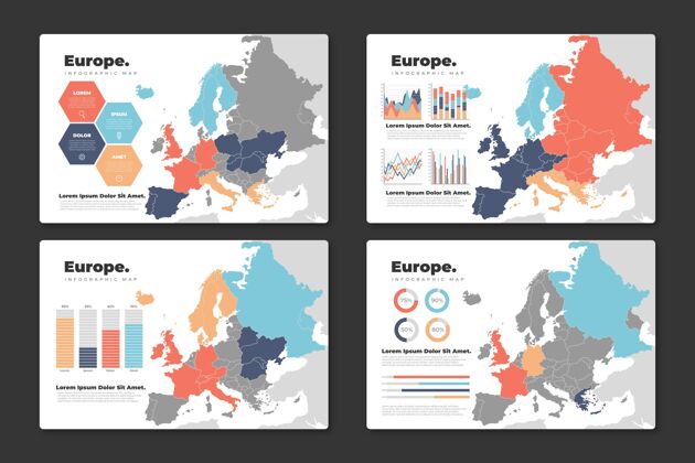 演变平面欧洲地图信息图欧洲地图数据信息图