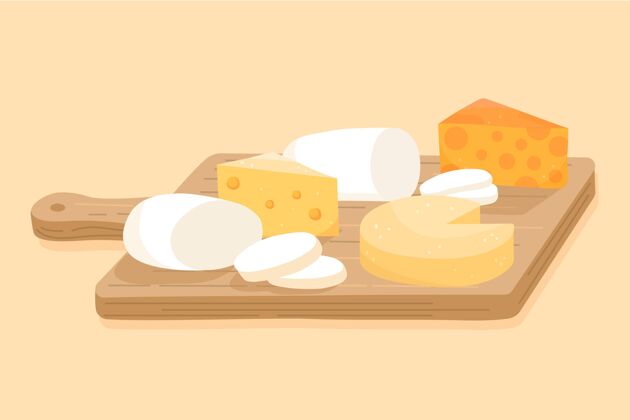 吃木板上奶酪种类的插图饮食营养食物