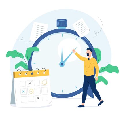 管理平面设计时间管理概念时钟计划组织