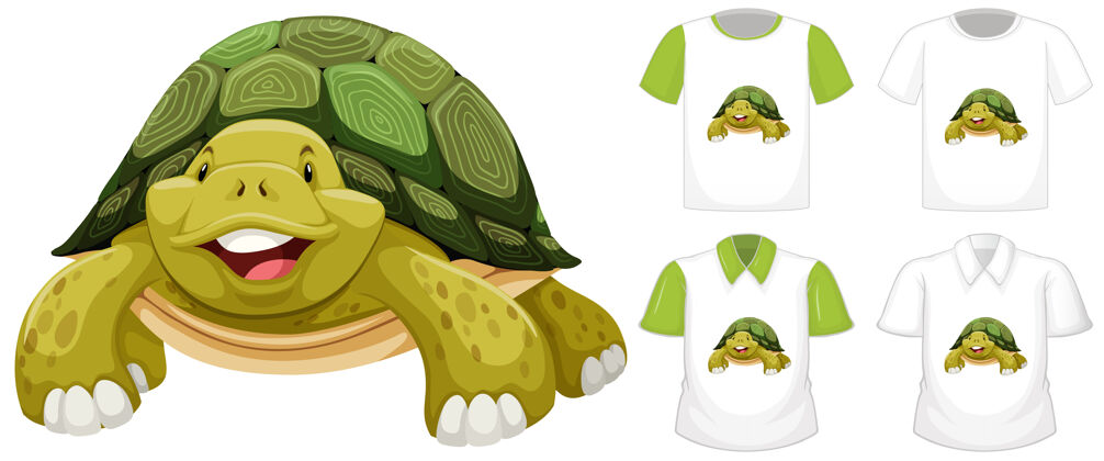 颜色海龟卡通人物与多种类型的衬衫爬行动物动物马球