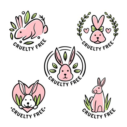 单位平面设计残酷免费徽章集素食动物插图