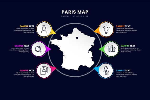 模板渐变巴黎地图信息图信息巴黎数据