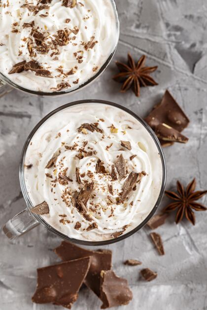 冬季饮料近距离观看美味的热巧克力温暖饮料季节