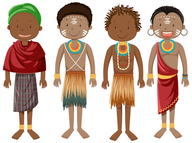 人非洲各部落少数民族传统服饰卡通人物背景人物花式