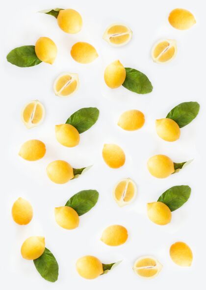果汁美丽的白色背景柠檬垂直插图热带自然半