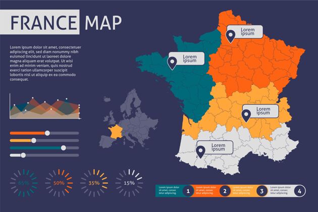 信息平面法国地图信息图模板信息图法国地图
