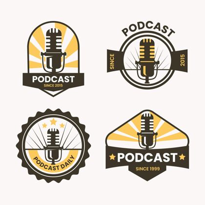 收音机复古podcastlogo系列广播播客徽标收藏