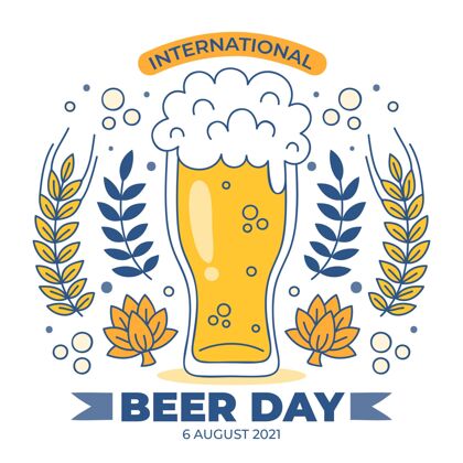 酒精手绘国际啤酒日插画啤酒国际啤酒日全球