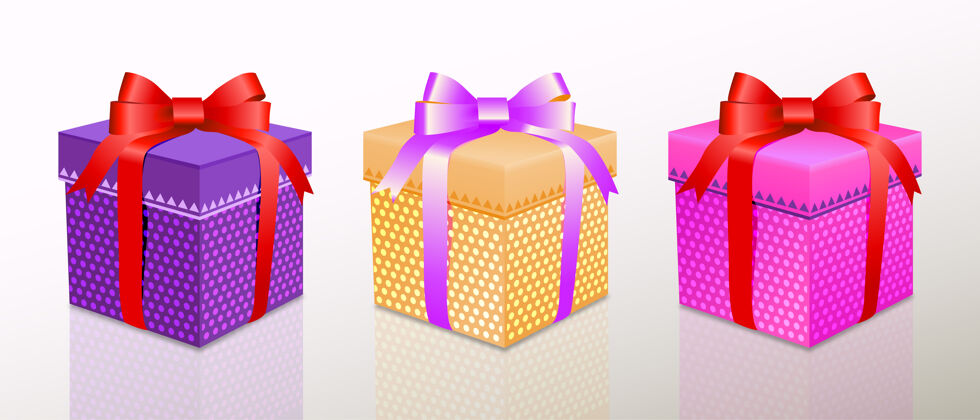 盒子圣诞或生日礼物礼盒套装彩色包装和丝带广场促销包裹