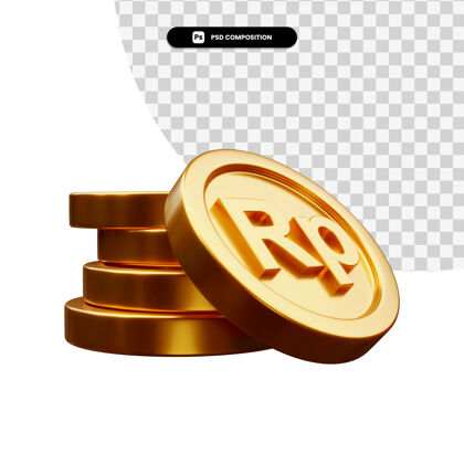 投资一堆金币在3d渲染隔离渲染货币3d