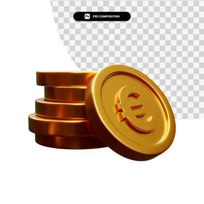 渲染一堆金币在3d渲染隔离商业投资信贷