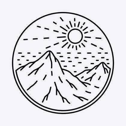 篝火野营自然探险野生线徽章补丁针图形插图艺术t恤设计探索木头森林