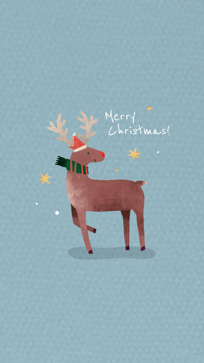 贺卡带圣诞帽的驯鹿 圣诞快乐装饰品美学鹿