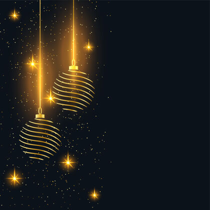 庆祝圣诞快乐背景与金球和闪光事件传统文化