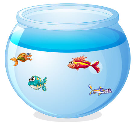 玻璃可爱的鱼缸卡通隔离水鱼水生