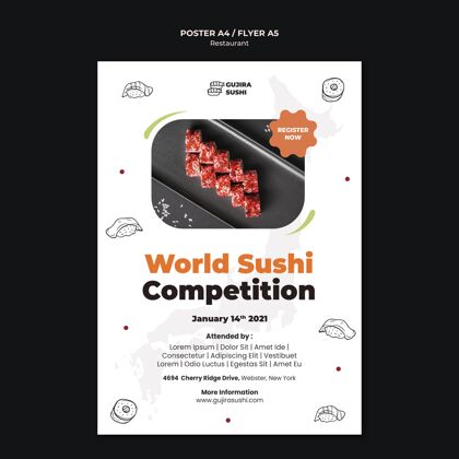 寿司寿司餐厅海报打印模板美味消费主义菜肴