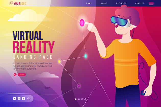 创新虚拟现实耳机眼镜登录页虚拟现实耳机模拟现代