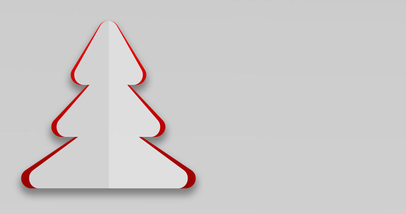 圣诞节一个简单的圣诞树形状的圣诞卡三维渲染顶部渲染抽象