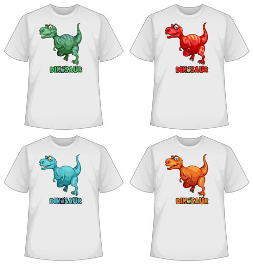 时尚一套不同颜色的恐龙t恤透明欢乐灭绝