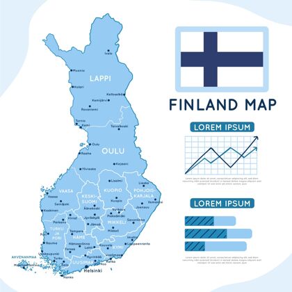 模板手绘芬兰地图信息图数据分析国家